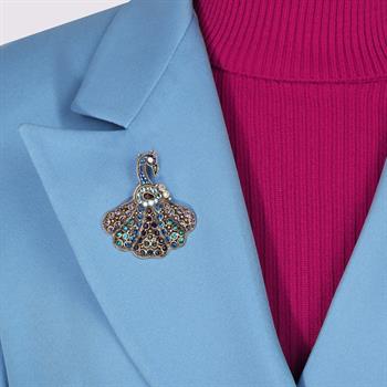 Tavus Kuşu Figürlü Ceket Yaka Broşu