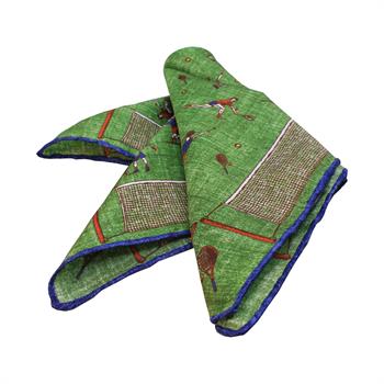 Tenisçi Desenli İpek Cep Mendili 