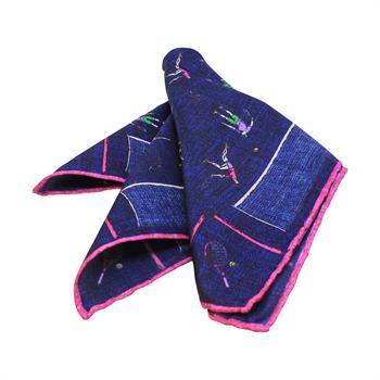 Tenisçi Desenli İpek Cep Mendili 
