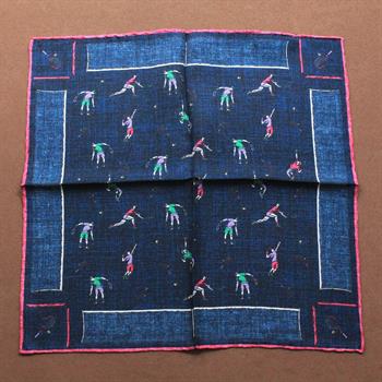 Tenisçi Desenli İpek Cep Mendili 