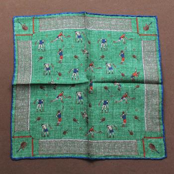 Tenisçi Desenli İpek Cep Mendili 