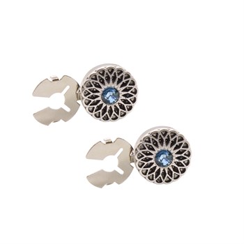 Turkuaz Taşlı Geçmeli Kol Düğmesi 