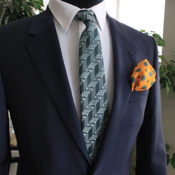 Yeşil Desenli İpek Kravat