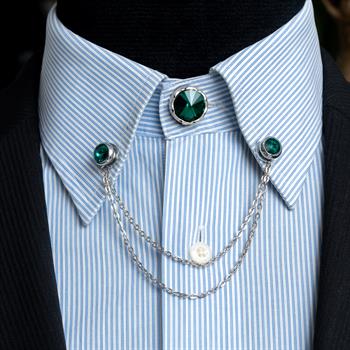 Yeşil Taşlı Ceket & Gömlek Aksesuar Seti