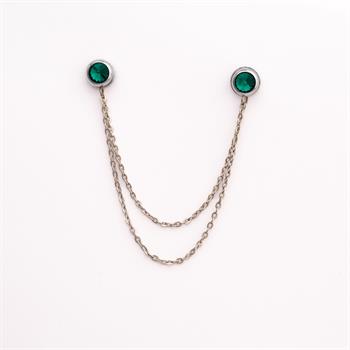 Yeşil Taşlı Ceket & Gömlek Aksesuar Seti