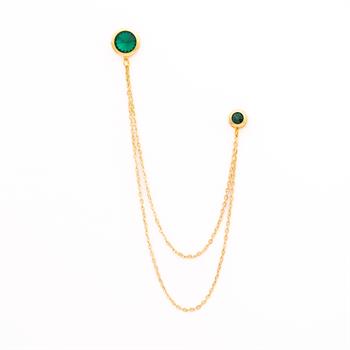 Yeşil Taşlı Ceket & Gömlek Aksesuar Seti