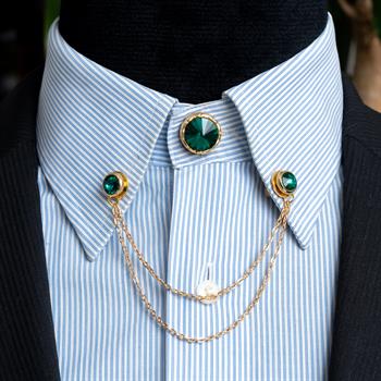 Yeşil Taşlı Ceket & Gömlek Aksesuar Seti