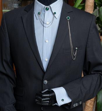 Yeşil Taşlı Ceket Yaka İğnesi