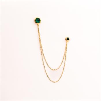 Yeşil Taşlı Ceket Yaka İğnesi