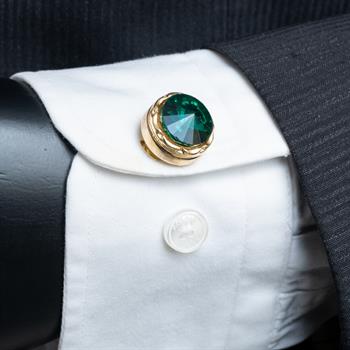 Yeşil Taşlı Geçmeli Kol Düğmesi 