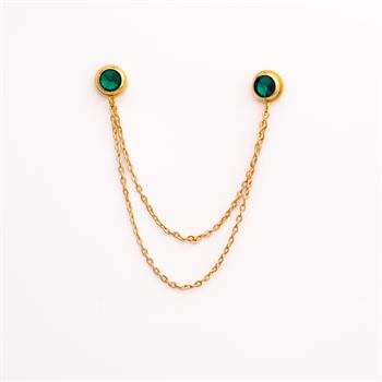 Yeşil Taşlı Gömlek Yaka İğnesi