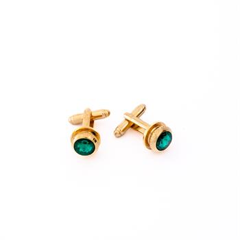 Yeşil Taşlı Klasik Kol Düğmesi