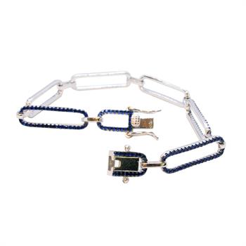 Zirkon Taşlı Zincir Gümüş Bileklik