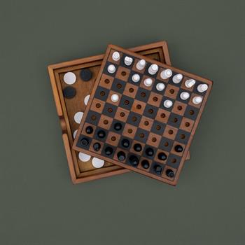 Iron & Glory Ahşap Satranç ve Dama Takımı