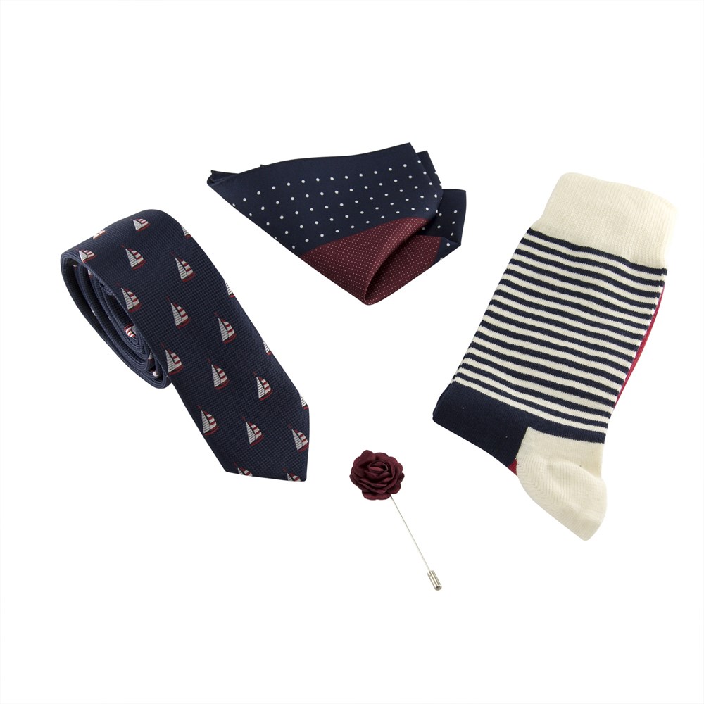 Kravat Mendil Yaka İğnesi Hediye Seti