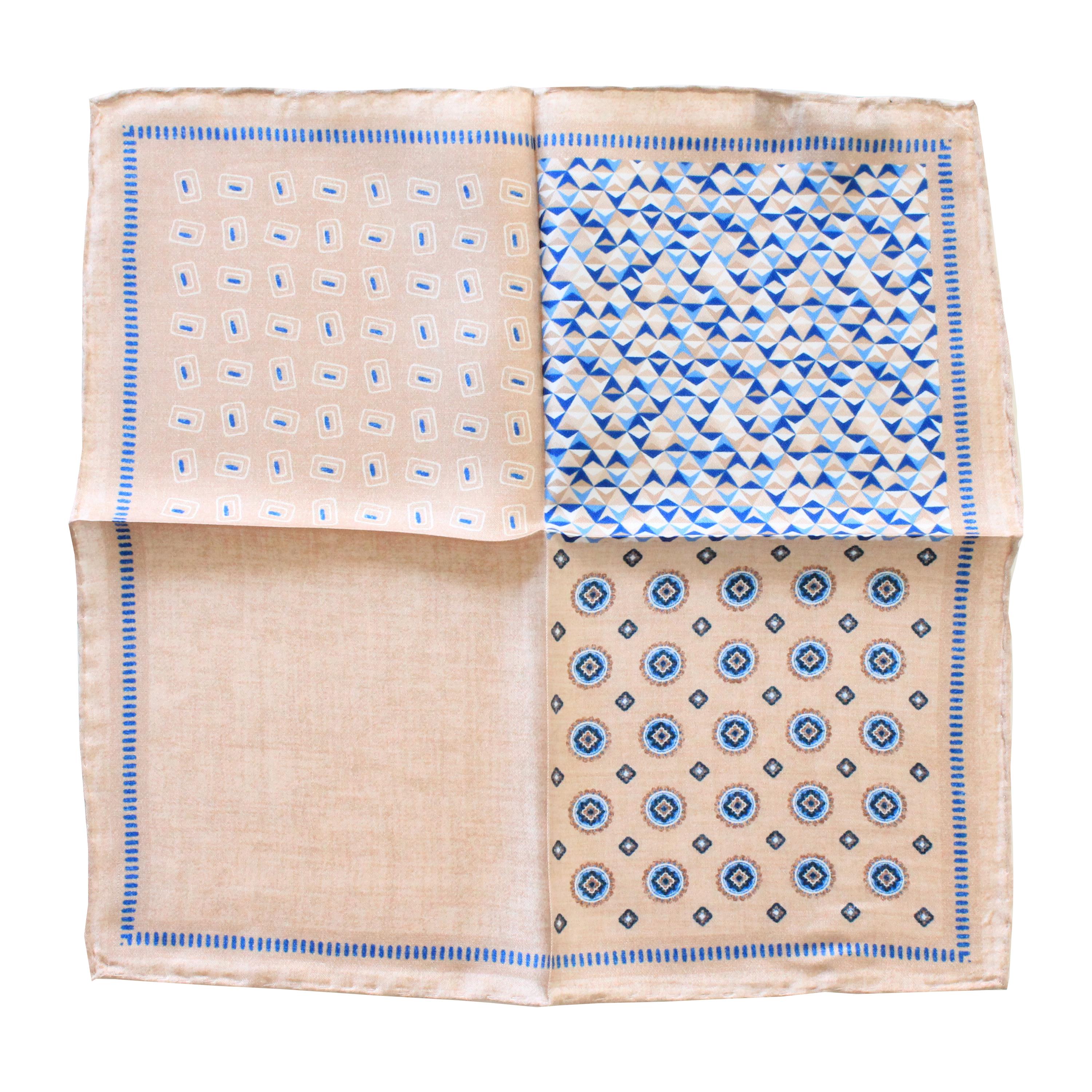 4 Desenli İpek Cep Mendili 