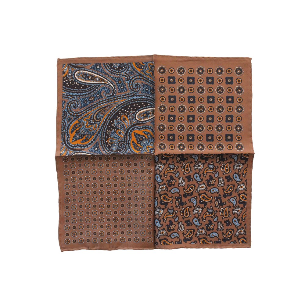 4 Desenli İpek Cep Mendili 