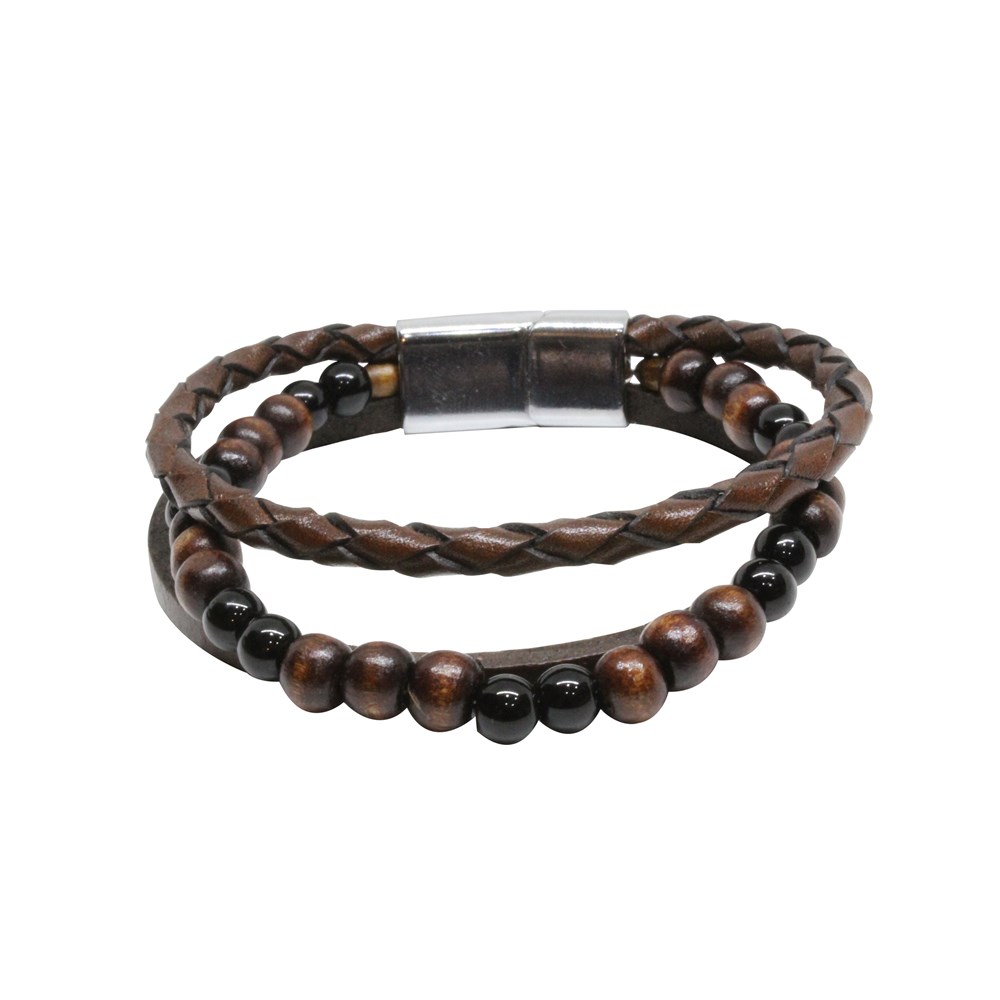Leather Cool SeriesCMC7509Çelik Deri Boncuklu Bileklik
