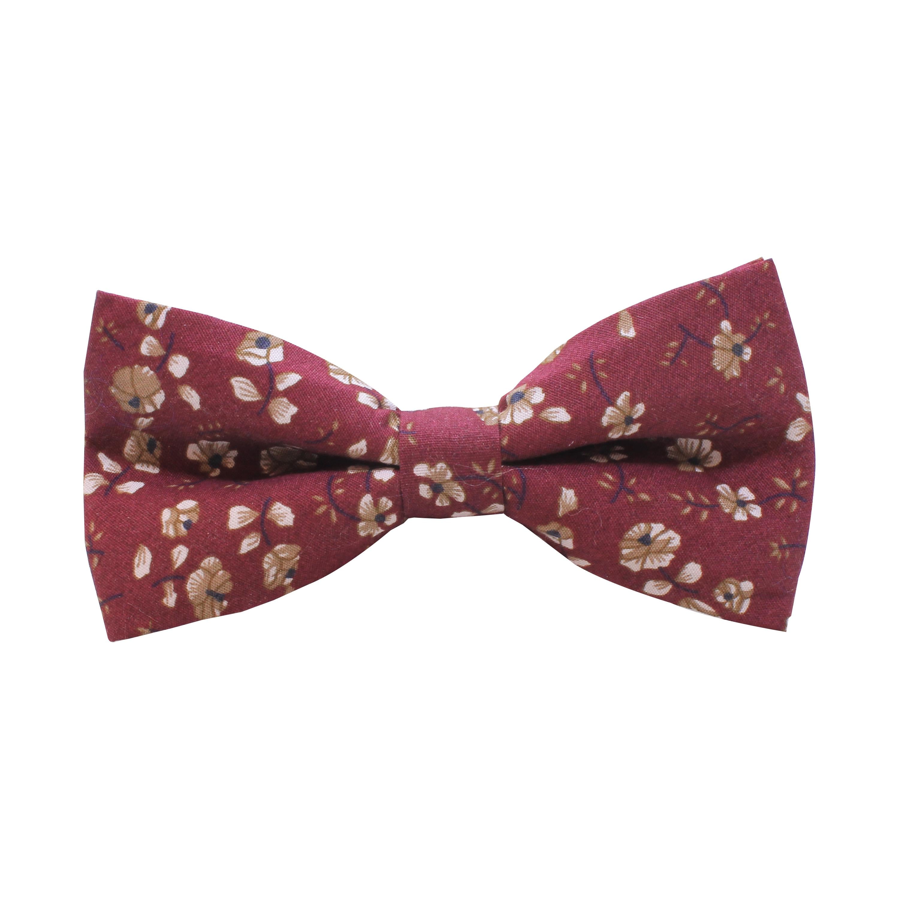 PapyonCMC2483Çiçek Desenli Bordo Papyon