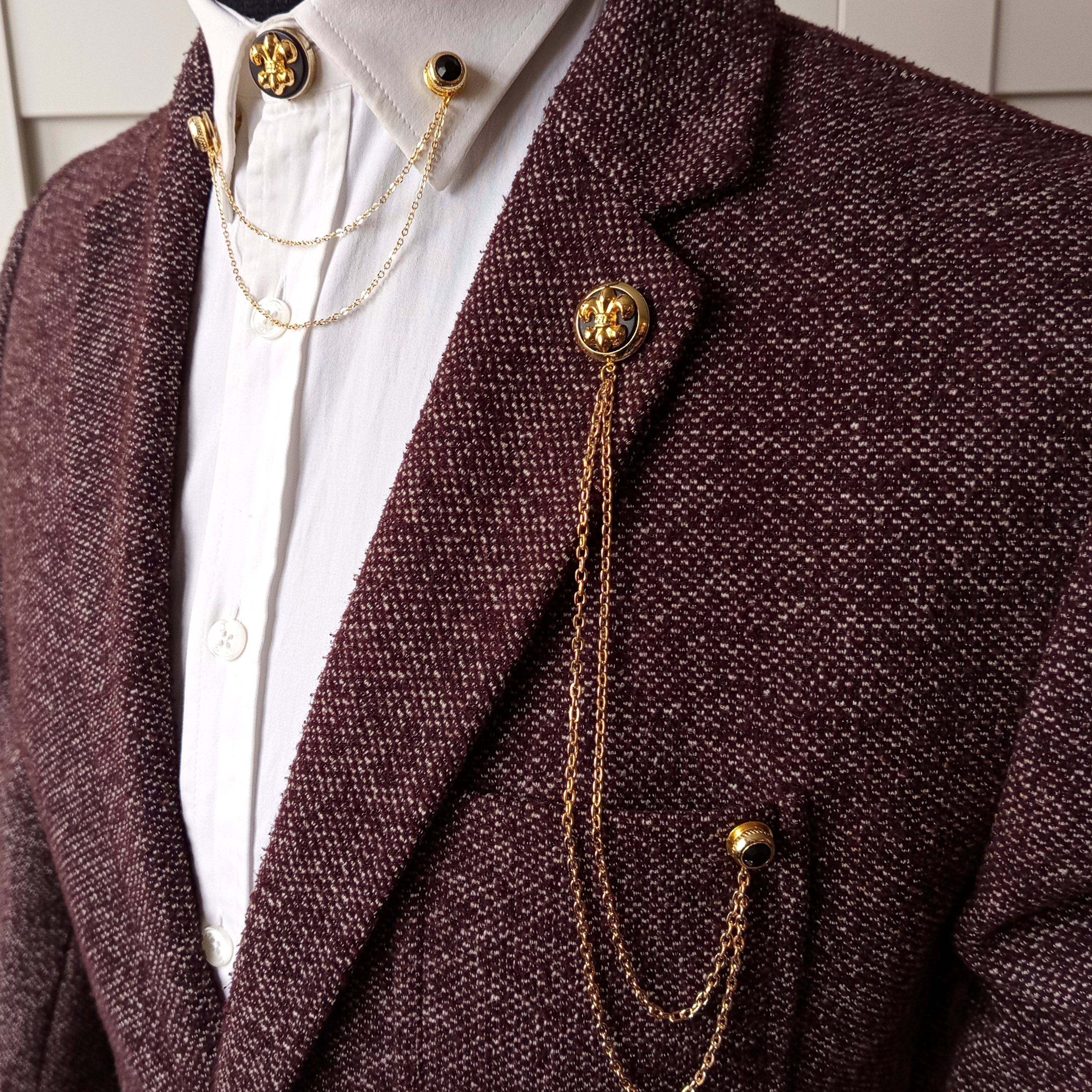 Yaka İğnesi & BroşCMC2849Fleur De Lis Figürlü Ceket & Gömlek Aksesuar Seti