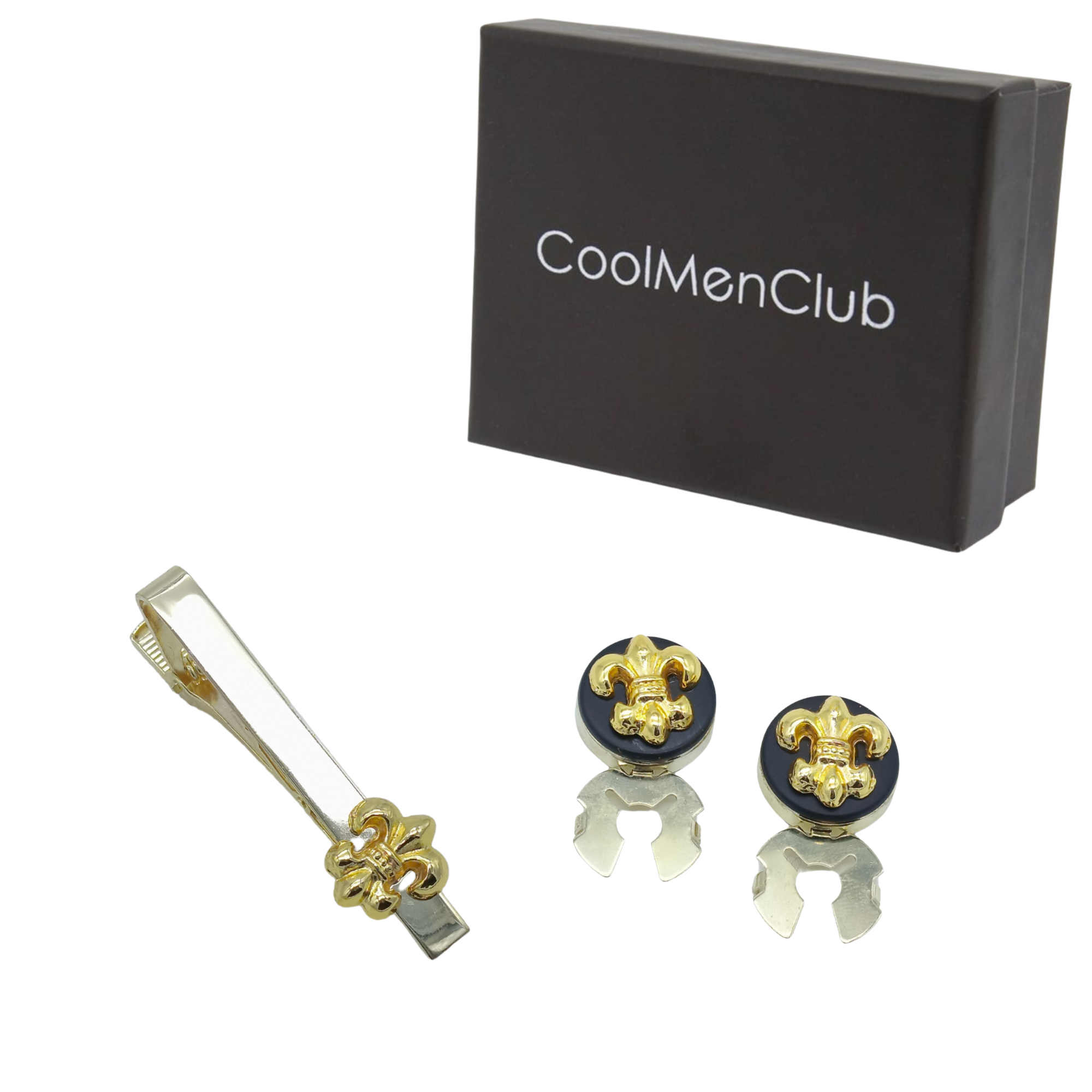 Hediye SetleriCMC2848Fleur De Lis Figürlü Geçmeli Kol Düğmesi ve Kravat İğnesi Seti