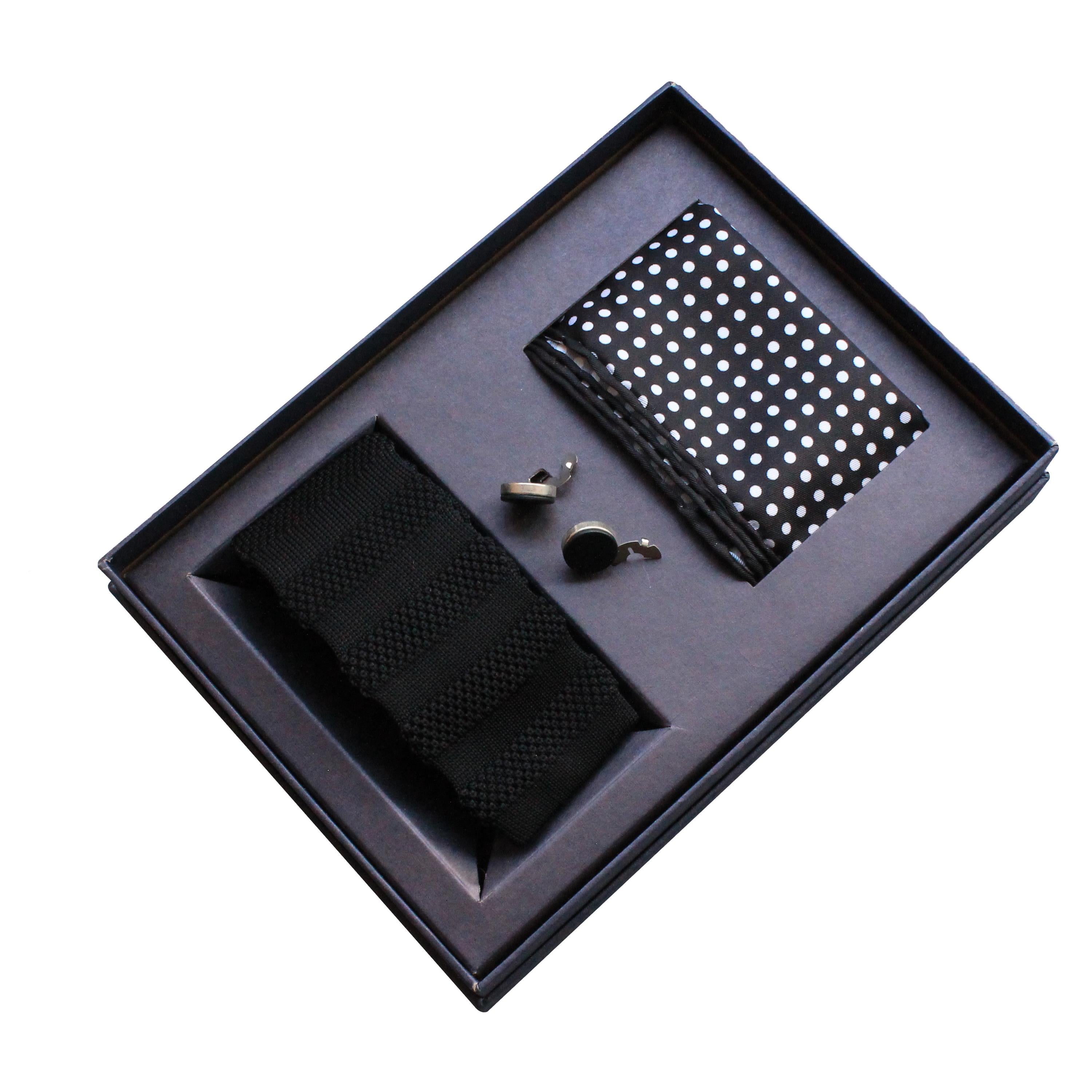 Hediye SetleriCMC2431Kravat Cep Mendili Geçmeli Kol Düğmesi Hediye Seti