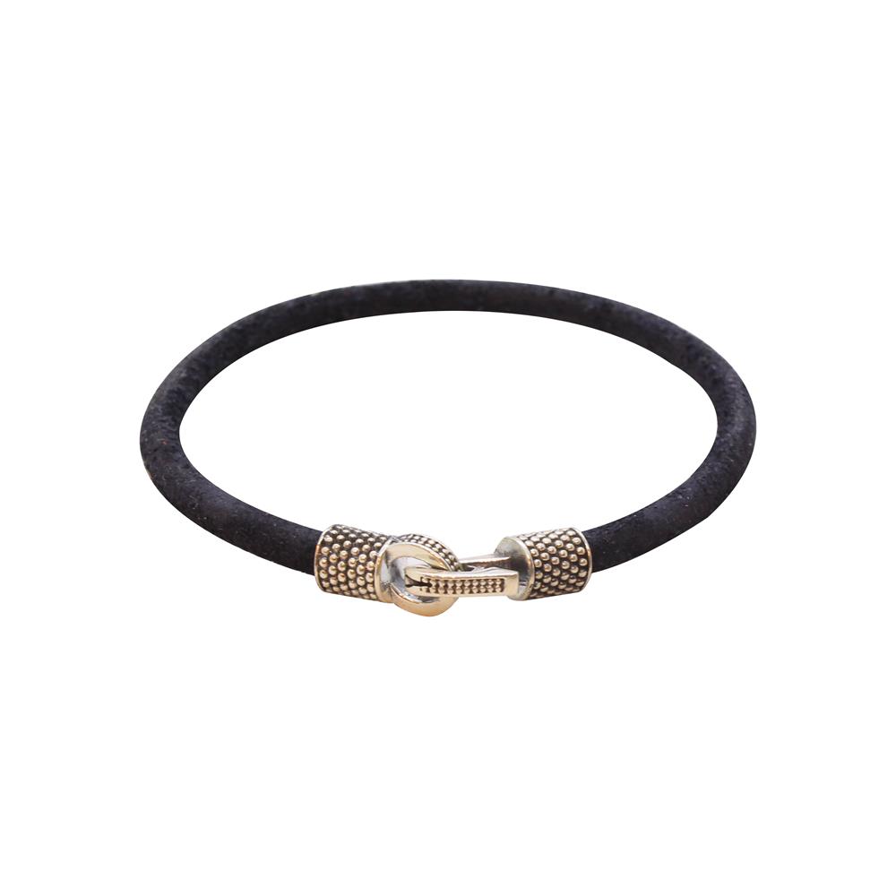 Leather Cool SeriesCMC1613Siyah Gümüş Deri Bileklik