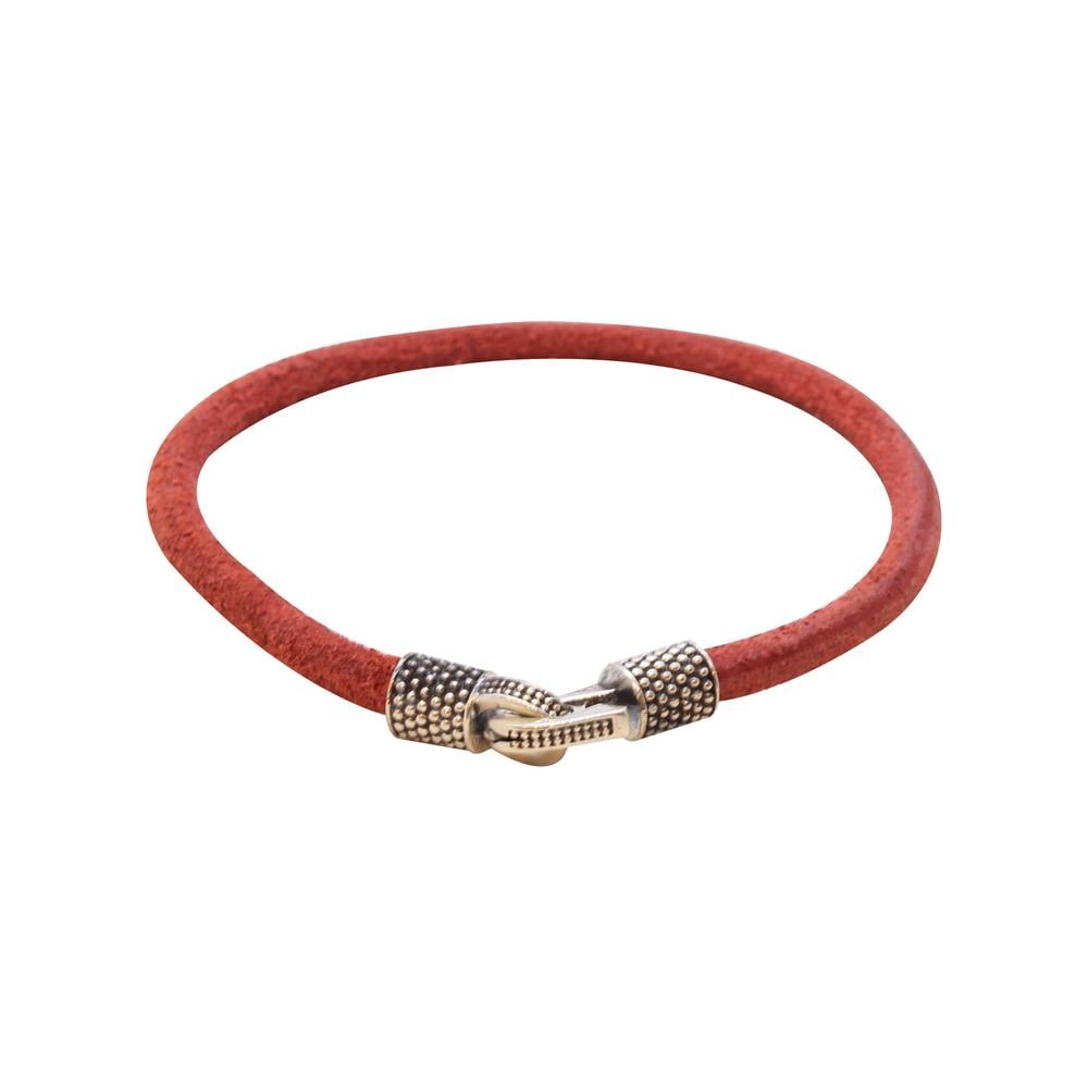 Leather Cool SeriesCMC1615Turuncu Gümüş Deri Bileklik