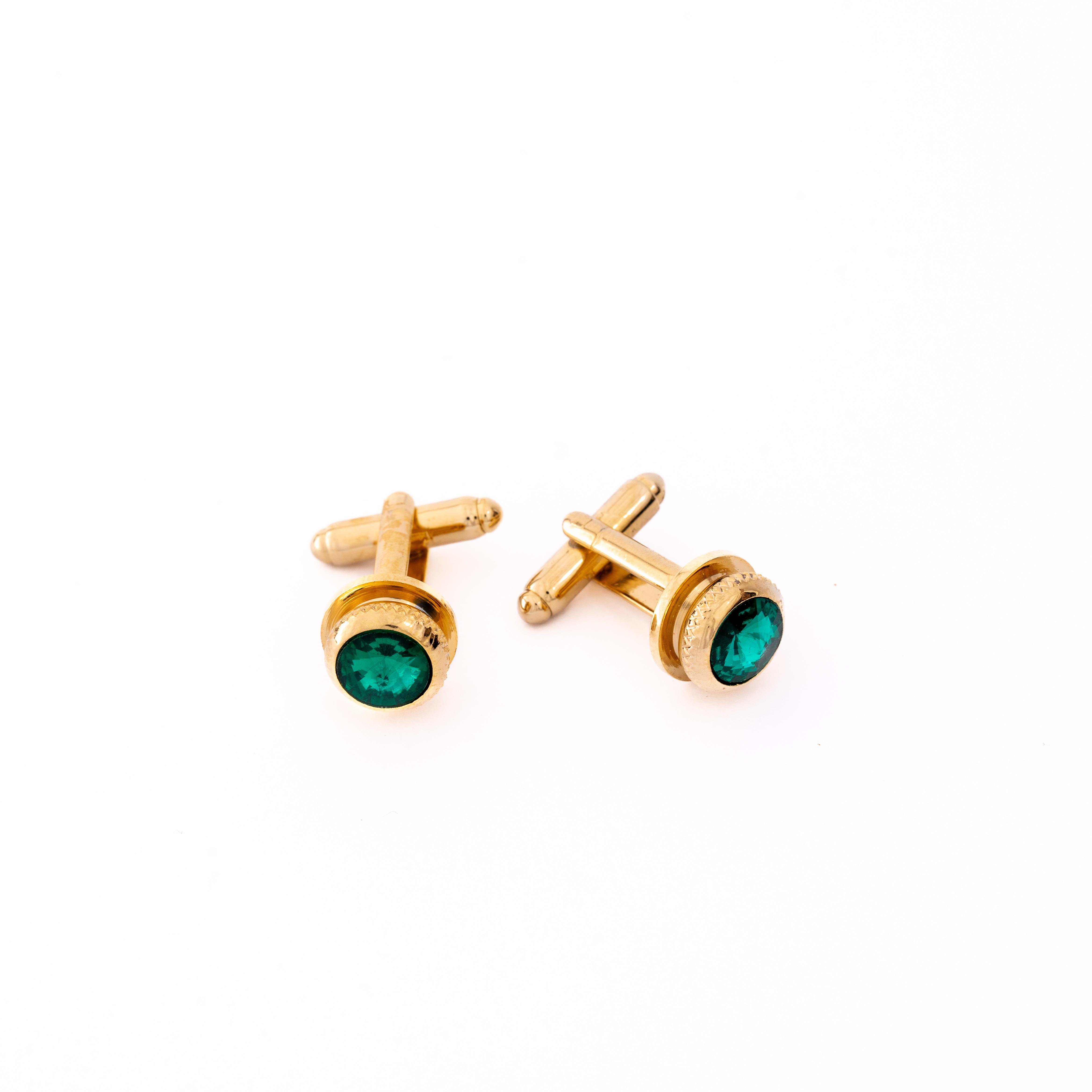 Kol DüğmesiCMC2170Yeşil Taşlı Klasik Kol Düğmesi