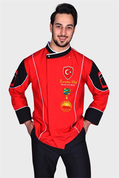  Bıg Chef Yeni Kırmızı Chef Aşçı Ceket Modeli
