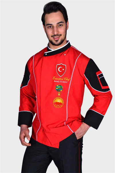  Bıg Chef Yeni Kırmızı Chef Aşçı Ceket Modeli