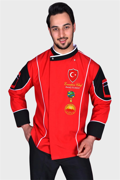  Bıg Chef Yeni Kırmızı Chef Aşçı Ceket Modeli