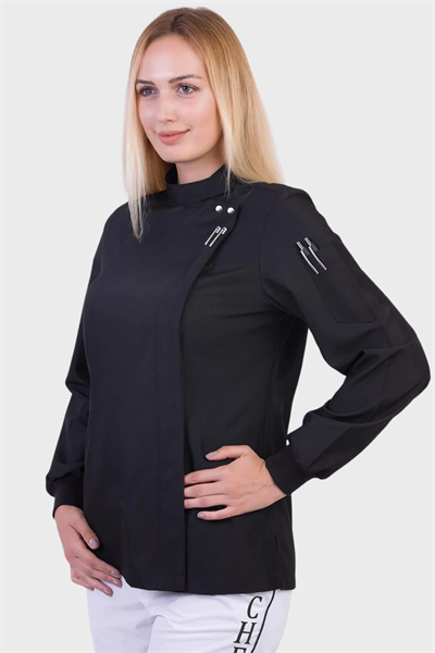 1391 Bayan Elıte Desıgn Siyah Şef Aşçı Ceketleri
