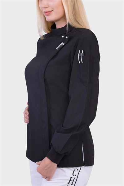 1391 Bayan Elıte Desıgn Siyah Şef Aşçı Ceketleri