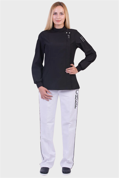 1391 Bayan Elıte Desıgn Siyah Şef Aşçı Ceketleri