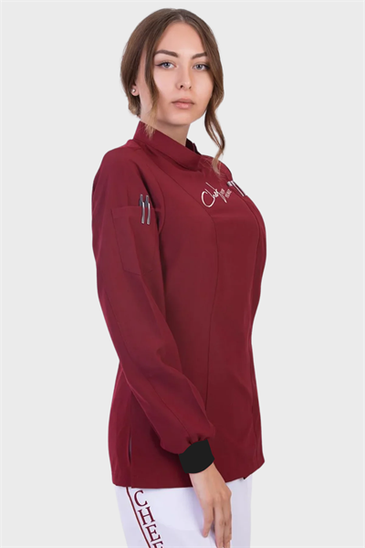1392 Pretty Bordo Bayan Aşçı Ceketi Tasarımı