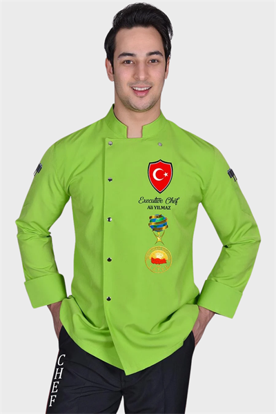 1403 Bıg Chef Fıstık Yeşil Şef Aşçı Ceketi