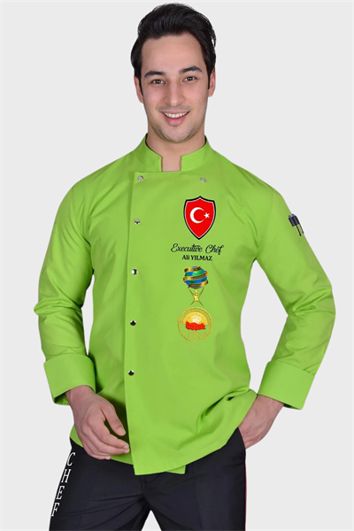 1403 Bıg Chef Fıstık Yeşil Şef Aşçı Ceketi