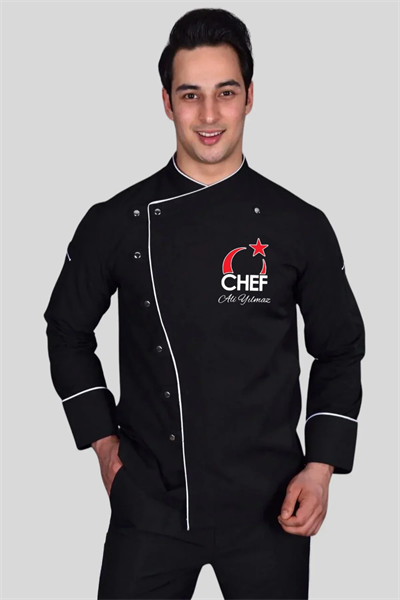 1408 Türkiyem Şef Aşçı Ceketi Siyah