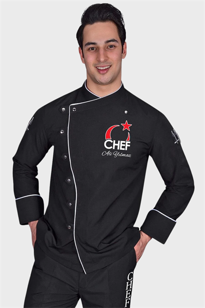 1408 Türkiyem Şef Aşçı Ceketi Siyah