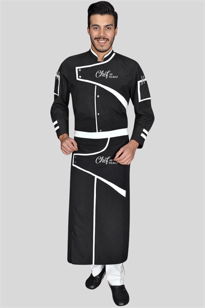 1417 Class Chef Aşçı Ceketi Siyah Beyaz