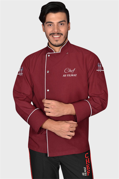 1432 Classıc Chef Aşçı Ceketi Bordo