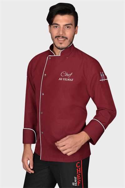 1432 Classıc Chef Aşçı Ceketi Bordo