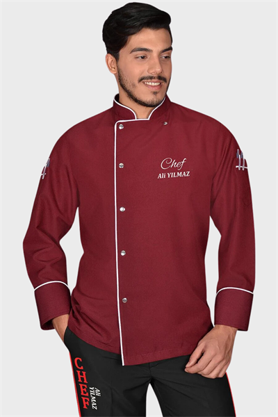 1432 Classıc Chef Aşçı Ceketi Bordo