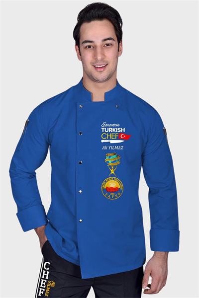 1447 Muhteşem Mavi Turkısh Chef Aşçı Elbisesi