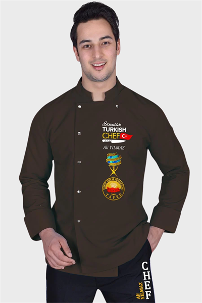1448 Muhteşem Kahverengi Turkısh Chef Aşçı Kıyafeti