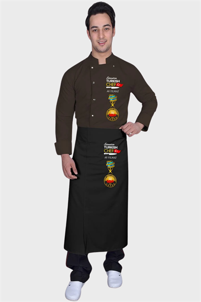 1448 Muhteşem Kahverengi Turkısh Chef Aşçı Kıyafeti