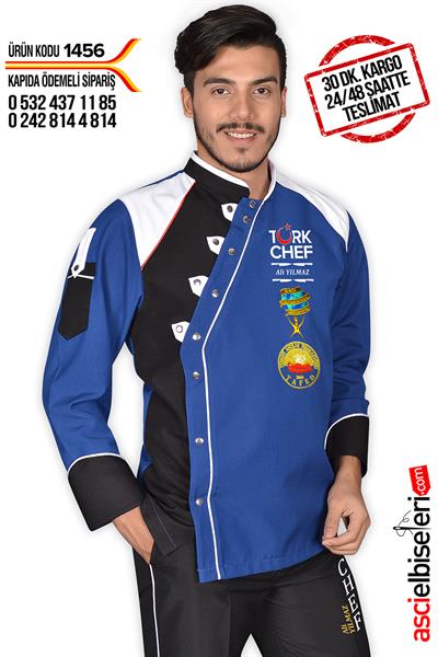 1456 Türk Chef Aşçı Ceketi Koyu Mavi
