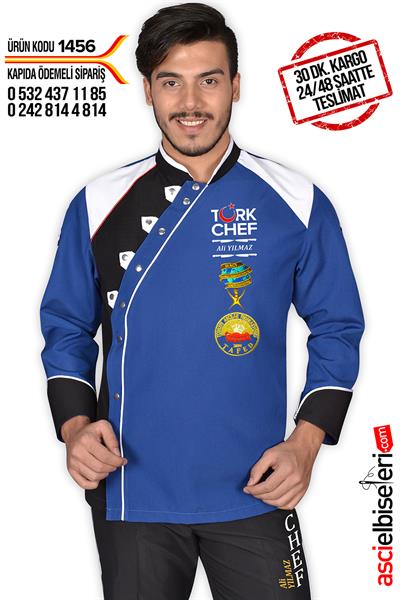 1456 Türk Chef Aşçı Ceketi Koyu Mavi