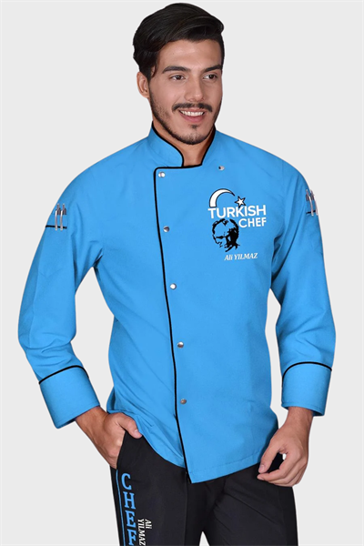 1470 Lider Turkısh Chef Aşçı Ceketi Turkuaz